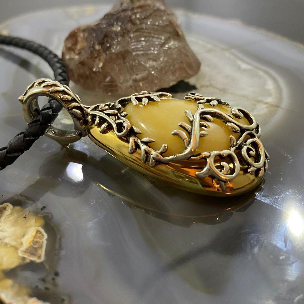 Carolyn Pollack Sterling Silver & Brass Yellow Jasper Enhancer Pendant For Women - Picture 3 of 10